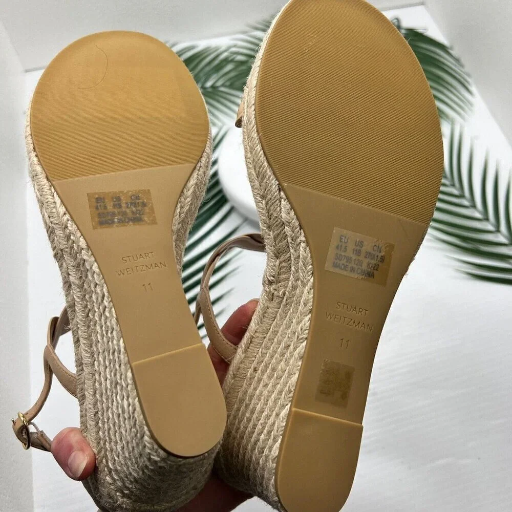 STUART WEITZMAN Twisted Patent Leather Espadrille Wedge Sandals Size 11B NWB